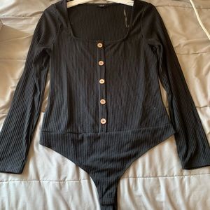 Black button bodysuit